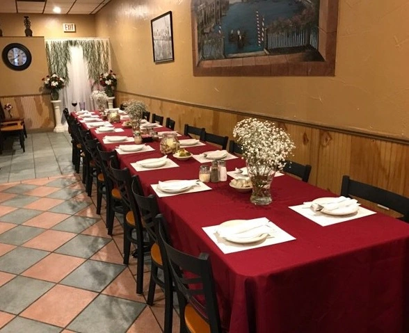 Private dining room long table setup